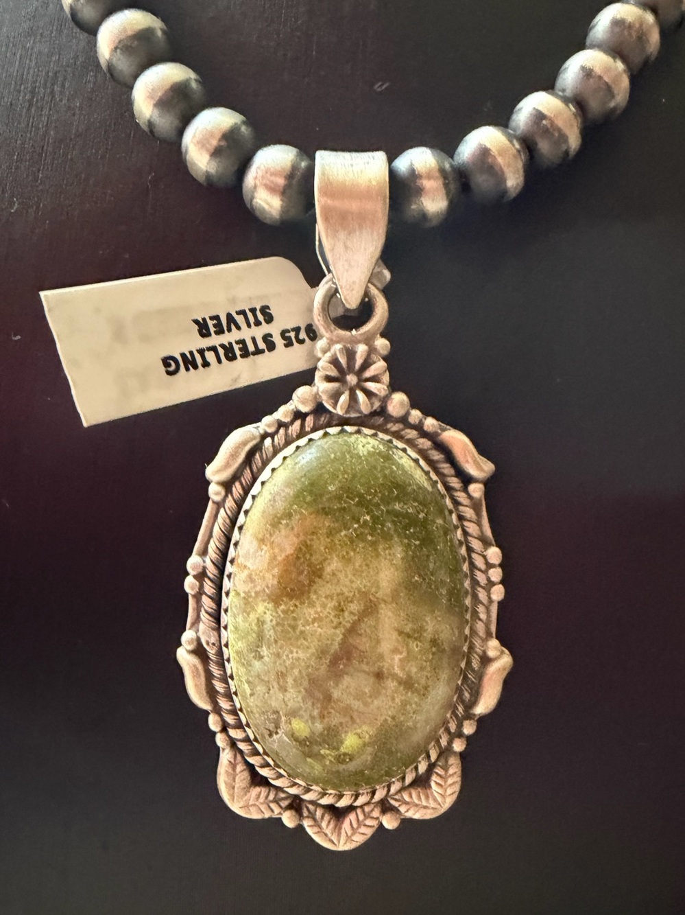 Sterling Silver Catlina Turquoise Stone Pendant Necklace - 925 Sterling Silver